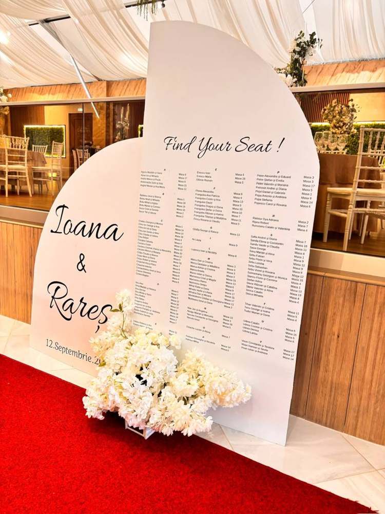 Panou de bun venit realizat de Decor Boutique Events, Ploiești