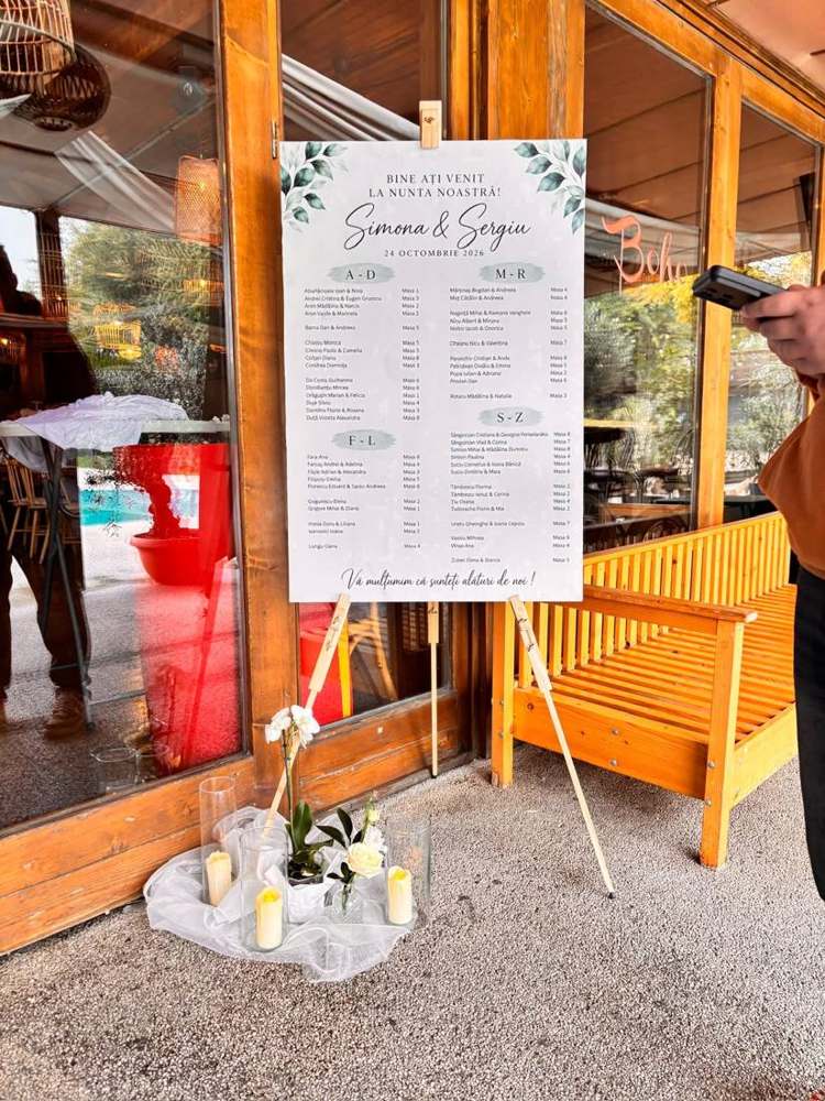 Panou de bun venit realizat de Decor Boutique Events, Pitești