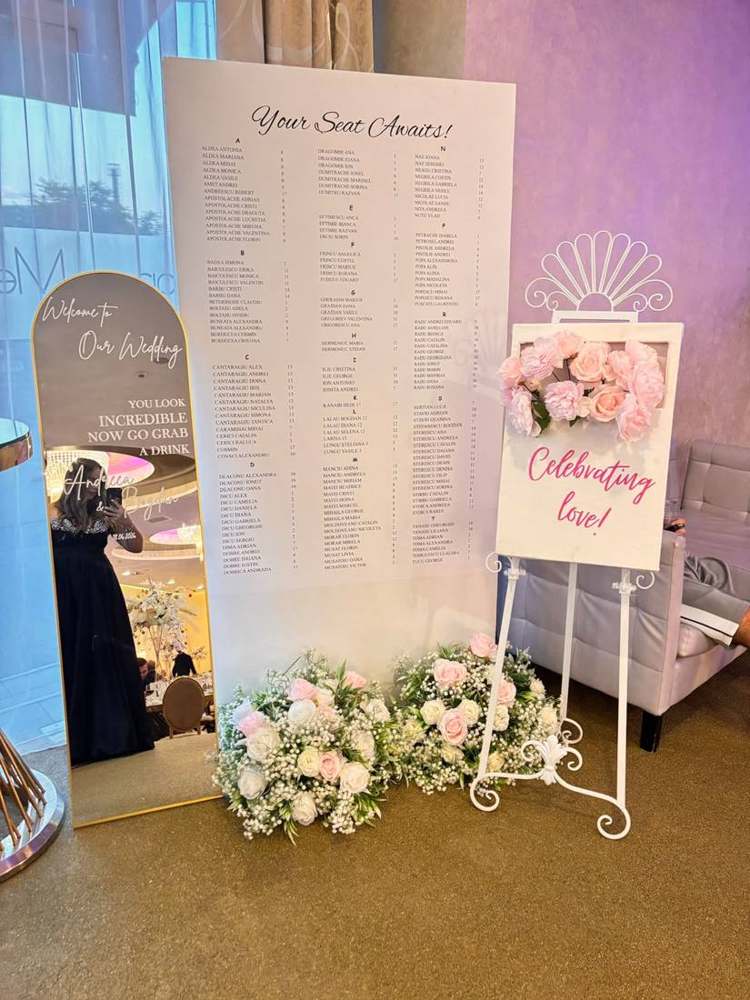 Panou de bun venit realizat de Decor Boutique Events, Ploiești